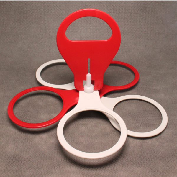 Becherhalter geöffnet in der Variante rot/weiss