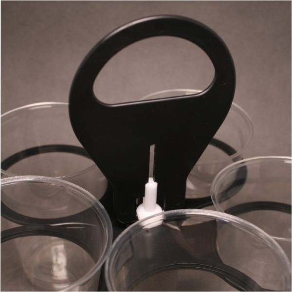 Becherhalter mit Bechern in der Variante einfarbig schwarz